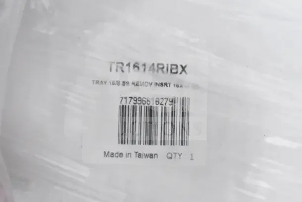 Label for TR1614RIBX service tray, reading "Made in Taiwan," includes barcode with number 717996618279.