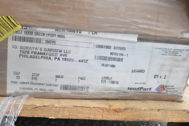 16 scratch and dent items including Wire Shell, Doughnut Fryer Screen, and Eagle CSI-1448 Shelf Inlay in packaging.
