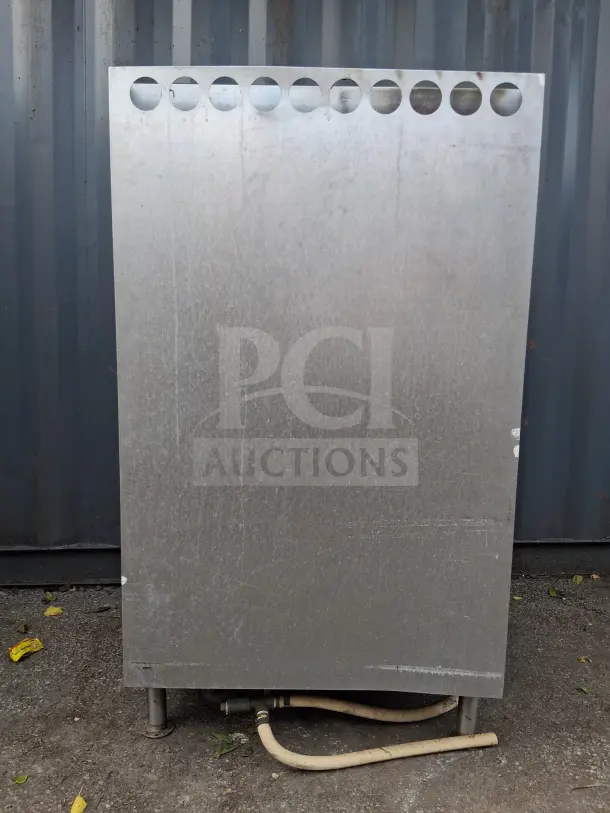 Cleveland Double Gas Steamer, stainless steel, used, visible gas hoses, suitable for commercial kitchen use.