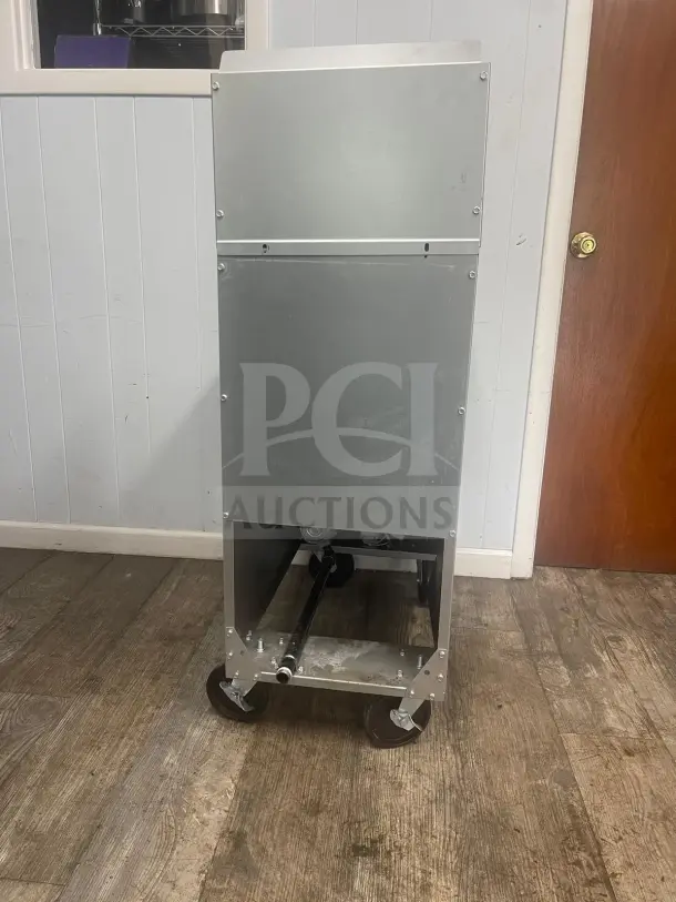 Brand new City Cooking 4-Tube Deep Fryer CCF4-NG, 120000 BTU, stainless steel, on heavy-duty wheels for mobility.