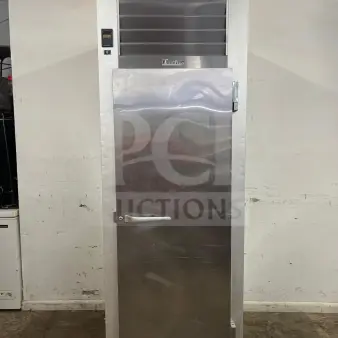 Traulsen G10010 30" reach-in refrigerator with right-hinged solid door, stainless steel, good condition, visible brand label.