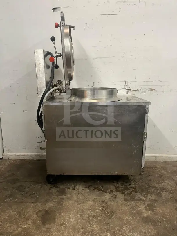 BKI FKM-F 24-inch electric pressure fryer, extra large volume, manual control, stainless steel, visible wear.
