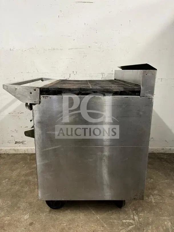 JADE Bistro Series handcrafted 6-burner commercial charbroiler with oven, steel construction, good condition.