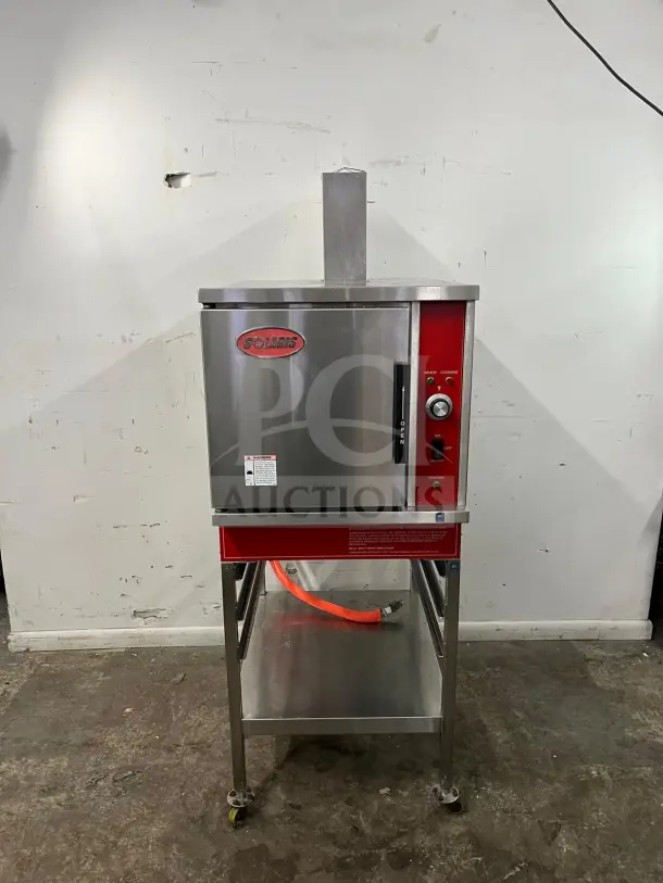 SOLARIS SX-5GR natural gas convection steamer, 42,000-47,000 BTU, includes cooling racks, stainless steel, with control panel.