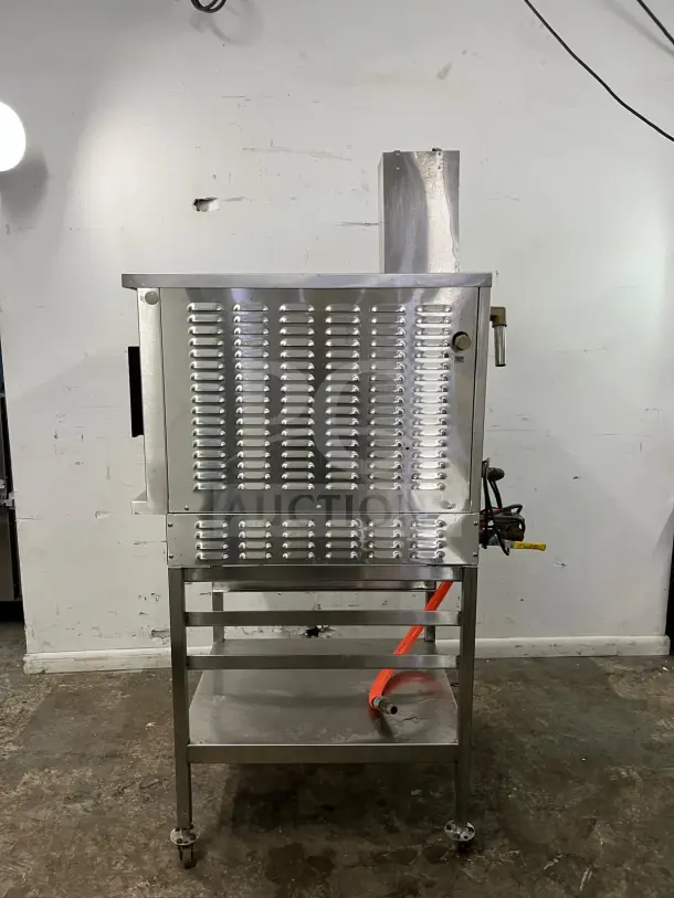 SOLARIS SX-5GR convection steamer, natural gas, 42,000-47,000 BTU, includes cooling racks, stainless steel, on stand.
