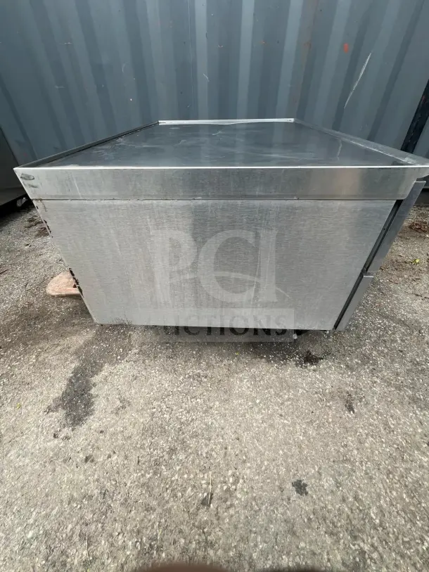 Randell 20048SC 2 Drawer Refrigerated Chef Base, stainless steel, self-contained. Used condition, visible exterior marks.