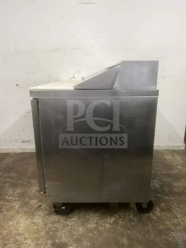 Beverage-Air 48" 2 Door Sandwich Prep Table, stainless steel, model PREP TABLE, used condition, on casters.