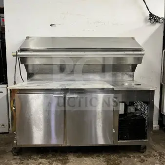 Marsal 68" Supreme Refrigerated Pizza Prep Table, granite top, model D68, Marsal & Sons, good condition, stainless steel.