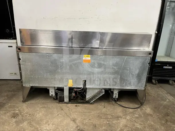 72" Stainless Steel Sandwich/Salad Prep Table with Mega Top, refrigerated base, Model preptable. Used, scratched surface.