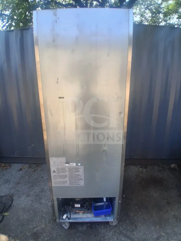 Dukers D28R 27.5" reach-in refrigerator, right hinge solid door, visible labels, good condition, 115v.