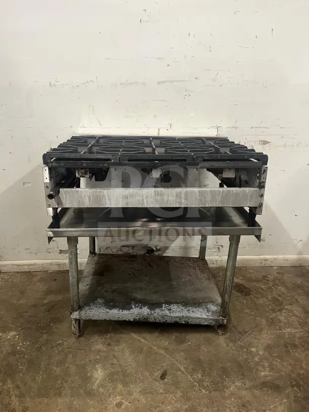 AMERICAN RANGE ARHP-36-6 thermostatic griddle, 3/4" thick hot plate, 36" wide, 6 burners, on metal stand, used condition.