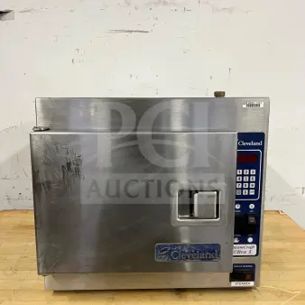 Cleveland 21CET8 Steamcraft® countertop convection steamer for 3 pans, stainless steel finish, visible brand logo, used condition.