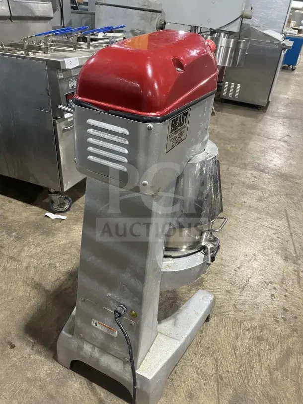 Axis AX-M30 commercial mixer, 30 qt, with stainless steel bowl guard, spiral dough hook, 110V 1 phase. Heavy-duty condition.