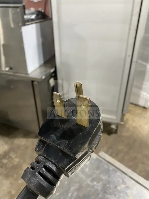 Autofry MTI10X ventless greaseless fryer with 240V plug, stainless steel, on legs, model SN: 70162-10, visible power cord.