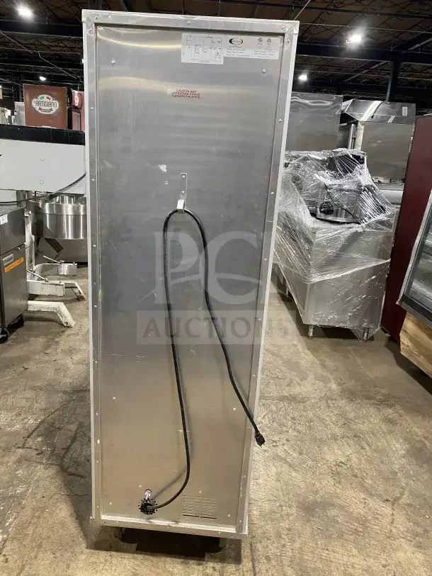 Bevles HPC6836 stainless steel warming/proofing cabinet, electric-powered, view-through door, on casters, 120V, used.