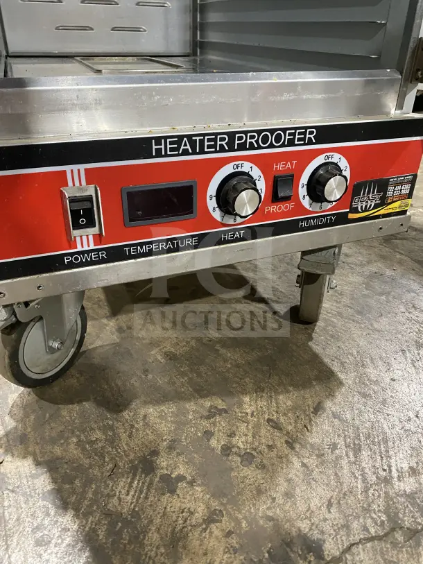 Bevles HPC6836 stainless steel heated cabinet with view-through door, electric, on casters, features temperature and humidity controls.
