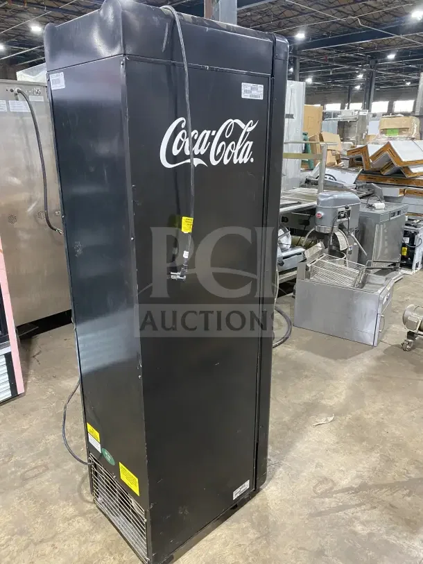 Imbera VR09CC CO12 commercial black glass door merchandiser fridge with wire rack, features branding, 115V, 1 phase.