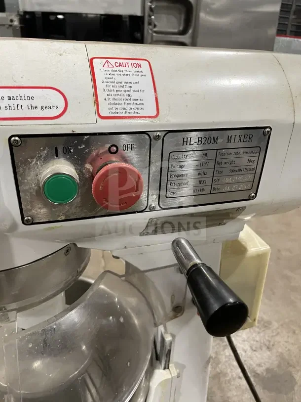 2018 commercial heavy-duty 20 Qt. electric planetary mixer, HL-B20M model, with stainless steel bowl, operating controls visible.