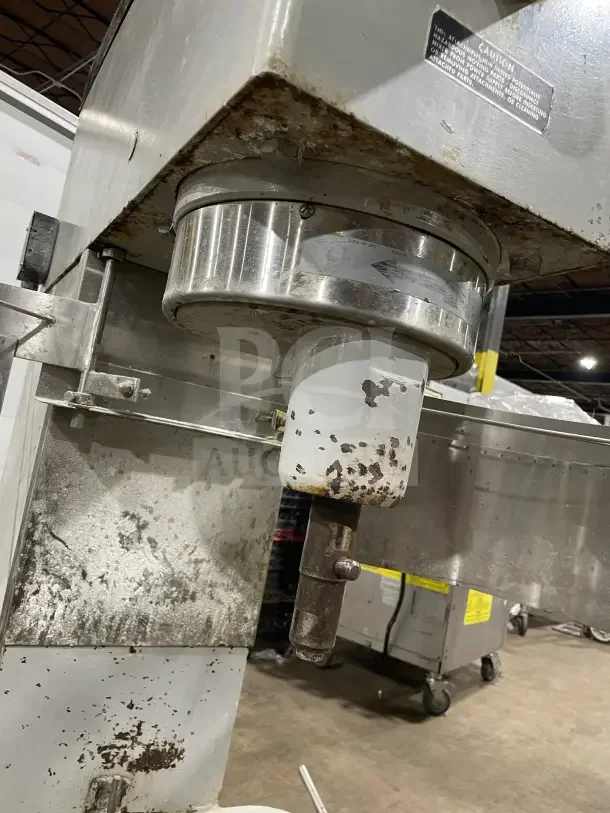 Blakeslee DD 80 heavy-duty planetary mixer with stainless steel bowl guard. Visible wear and rust on surface. 208V, 3-phase.