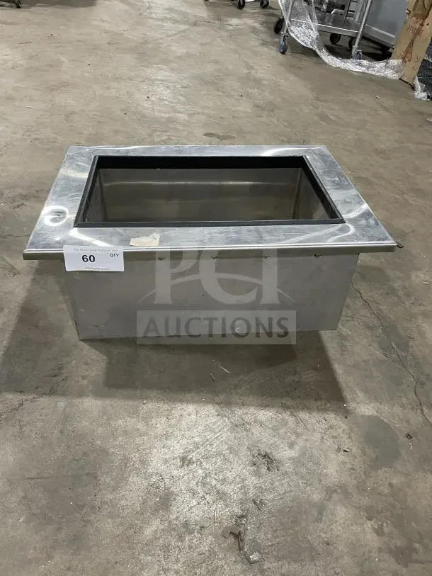 SupremeMetal DICP-1 stainless steel bartender sink system, rectangular design, good condition, features drop-in cold food well.