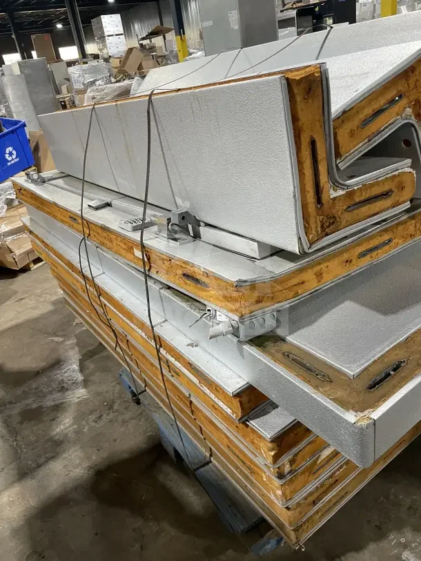 Tafco Commercial Walk-In Prep Cooler/Freezer panels in used condition, showcasing metal exterior and insulation.