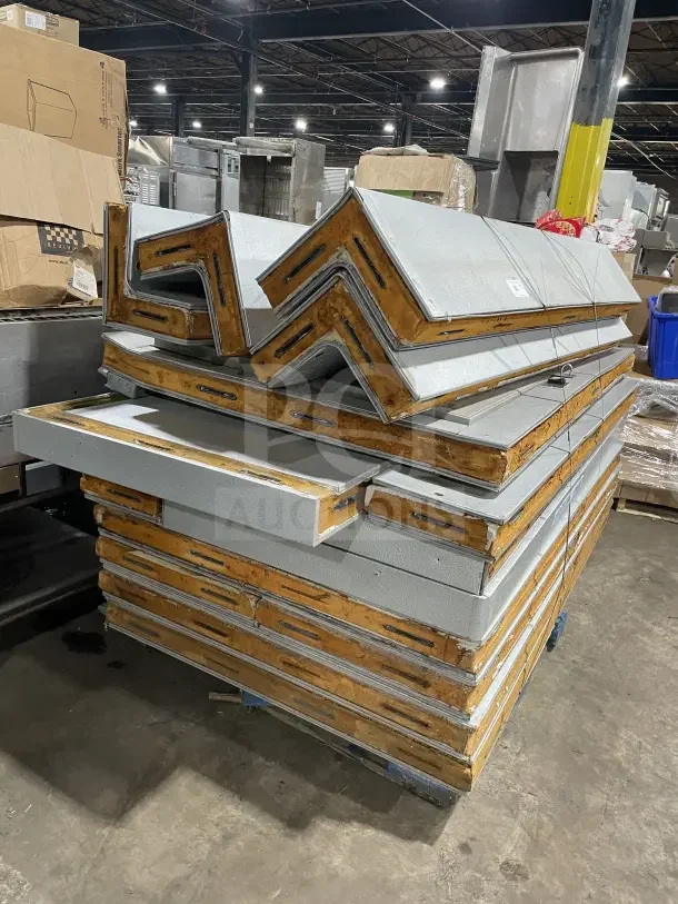 Tafco Commercial Walk-In Prep Cooler/Freezer panels, stacked, in used condition, with visible insulation edges, industrial setting.
