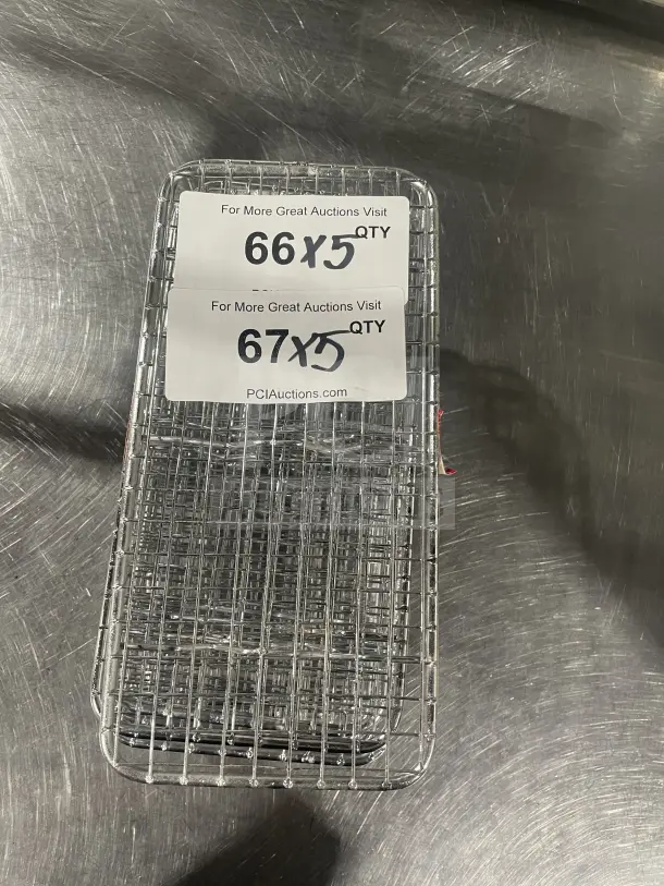 Vollrath stainless steel Super Pan wire grate, 1/3 size, commercial quality, stack of five, labeled for auction quantity.