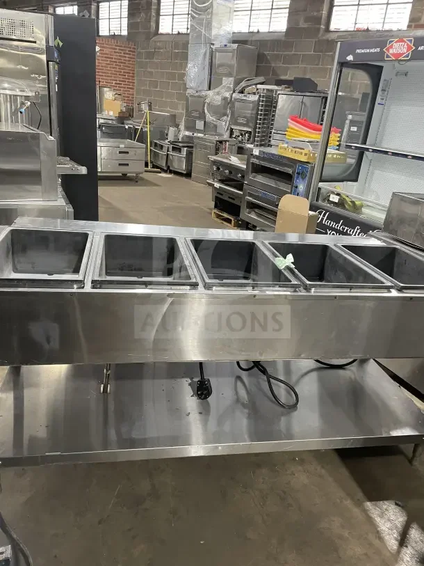 Vollrath ServeWell 5-Well Electric Hot Food Table, Model 38119, stainless steel, 208-240V, commercial use, good condition.