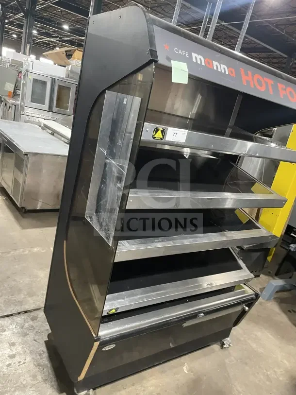 Alto-Shaam HSM-48/5S grab-and-go merchandiser, 5 shelves, Cafe Manna Style, upright, on casters, 208-240V, used condition.