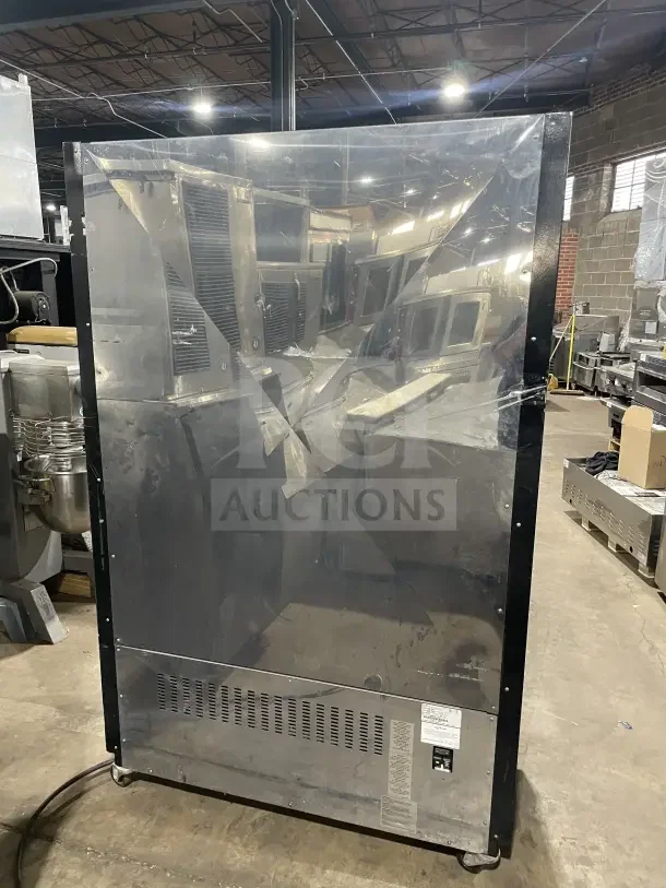 AltoShaam HSM485S 48" upright heated food merchandiser on casters, stainless steel, 5 shelves, commercial use.