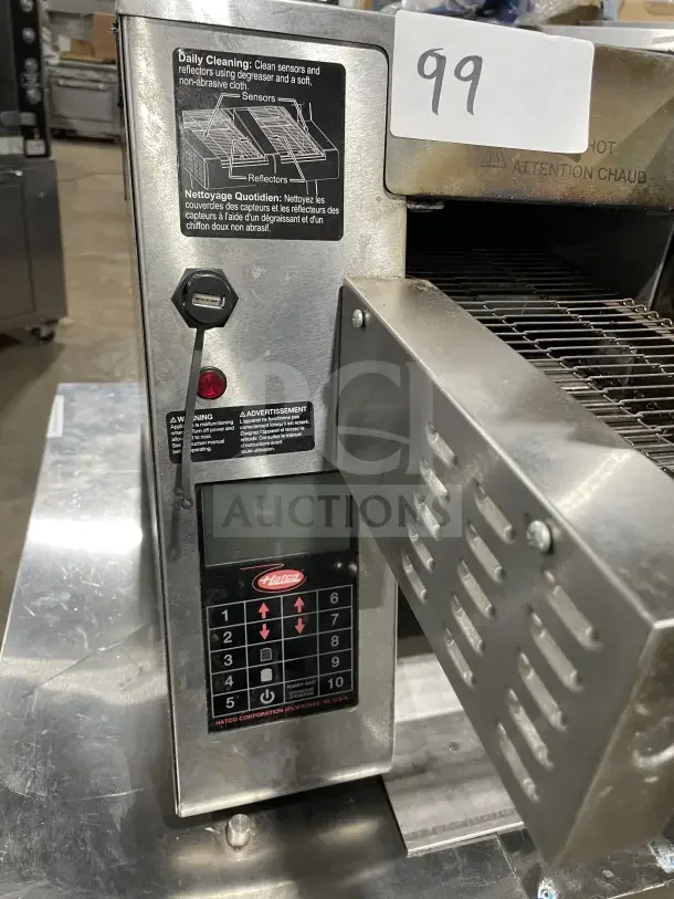 Hatco ITQ8751C stainless steel conveyor toaster, digital controls, SN: 4823167902, in good condition.