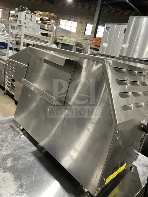 Hatco ITQ8751C stainless steel conveyor toaster, used, narrow design, model ITQ-875-1C, visible markings and labels.