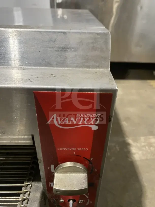 Avantco Commercial 14" Stainless Steel Electric Conveyor Pizza Oven, Model TTP14240, Features Adjustable Speed, 240V.