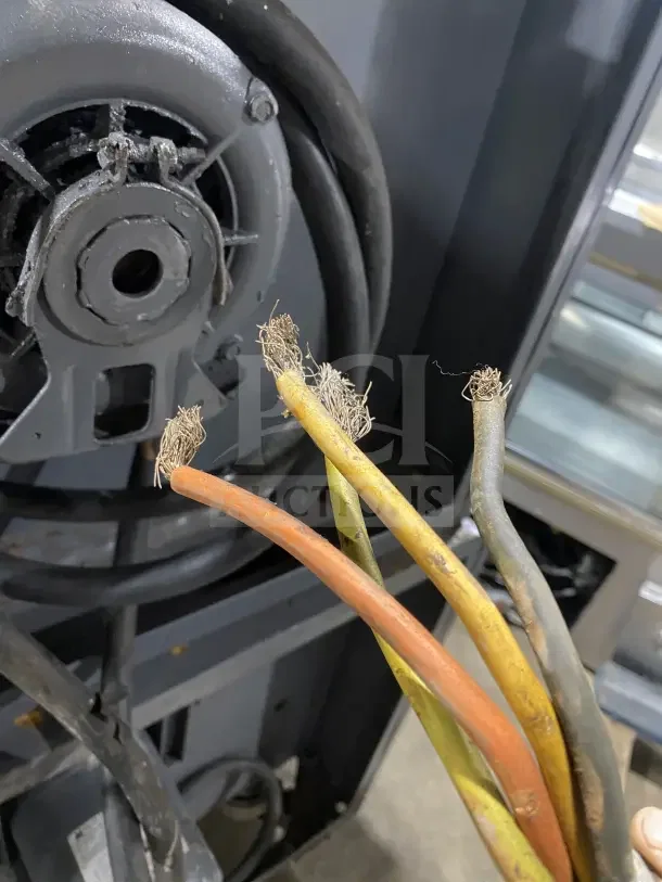 Blodgett commercial double stacked convection oven wires exposed; shows interior wiring and condition details.