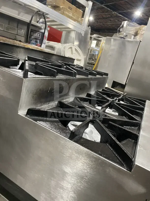 UltraMax 806HA 36" stainless steel gas 6-burner countertop hot plate on stand, durable design, excellent condition.