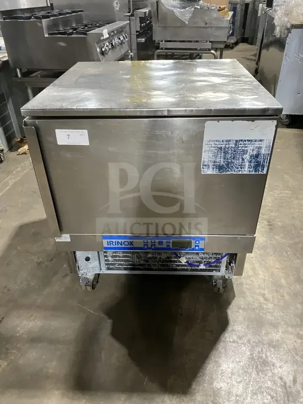 Irinox EF201 Commercial Stainless Steel Undercounter Blast Chiller, visible wear, intact control panel, SN: 051700268.