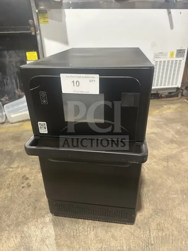 MerryChef Eikon E2S Black Electric Rapid Cook Oven, 208/240V, 1 Phase, good condition, with front control panel and inspection tag.