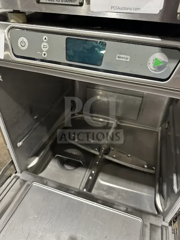 Hobart Advansys LXe Series undercounter dishwasher, stainless steel, Model LXER, 120/208-240V, 1 Phase, SN: 231246445. 