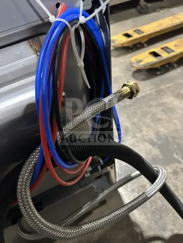 Hobart Advansys LXe Series undercounter dishwasher wiring and hoses, model LXER, SN 231246445, stainless steel, electric, good condition.
