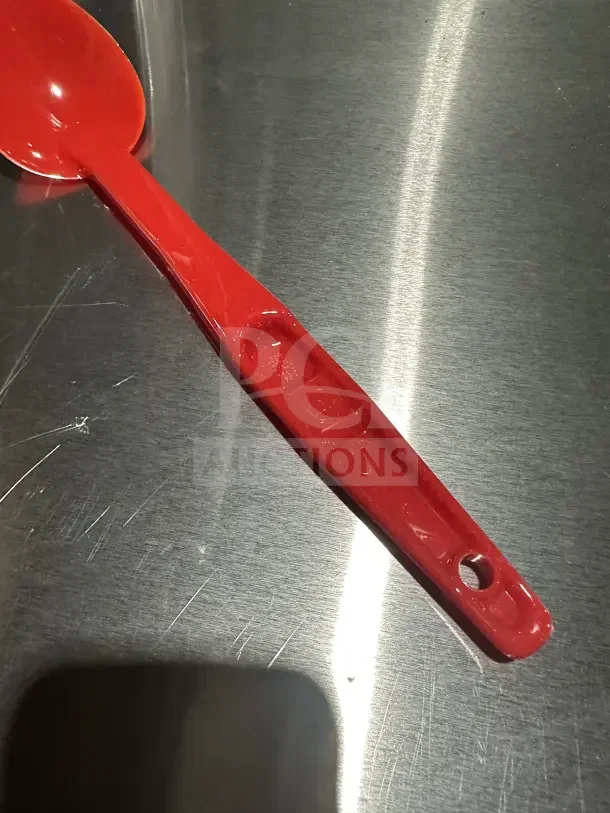 Camwear 13" red plastic spoon, model SPO13CW404, new condition, embossed handle with hanging hole.