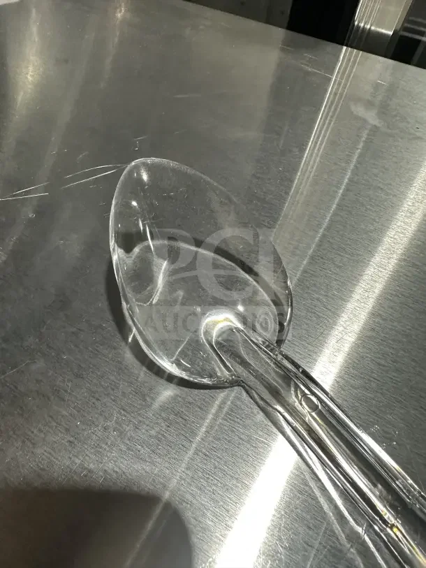 Cambro Camwear Series 13" clear polycarbonate deli spoon, SPO13CW135 model, in excellent condition.