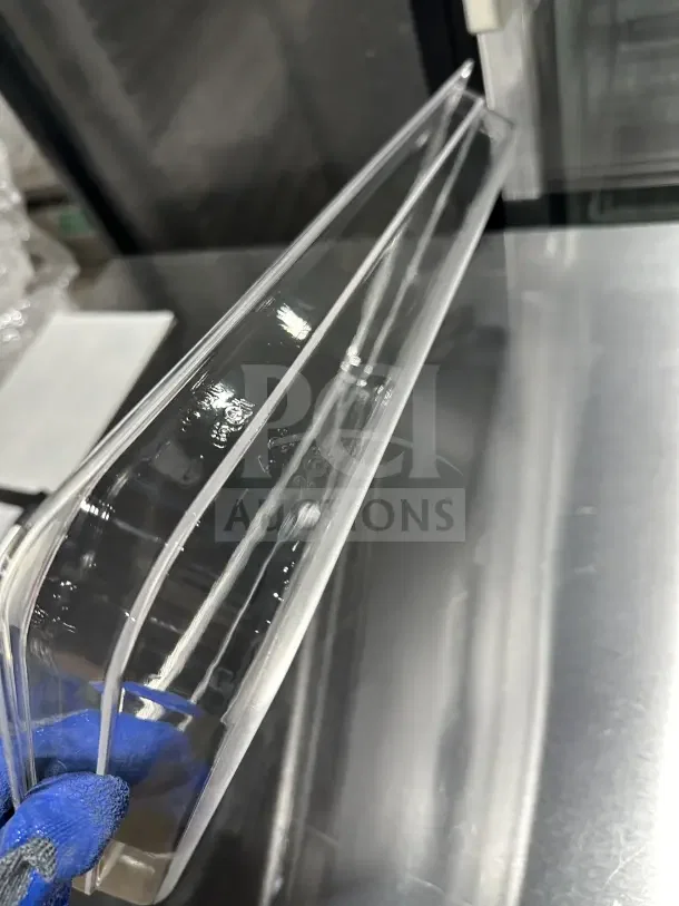 Brand new Thunder Group PLPA8002 clear polycarbonate food pan, full size, 2-1/2" deep, commercial quality.