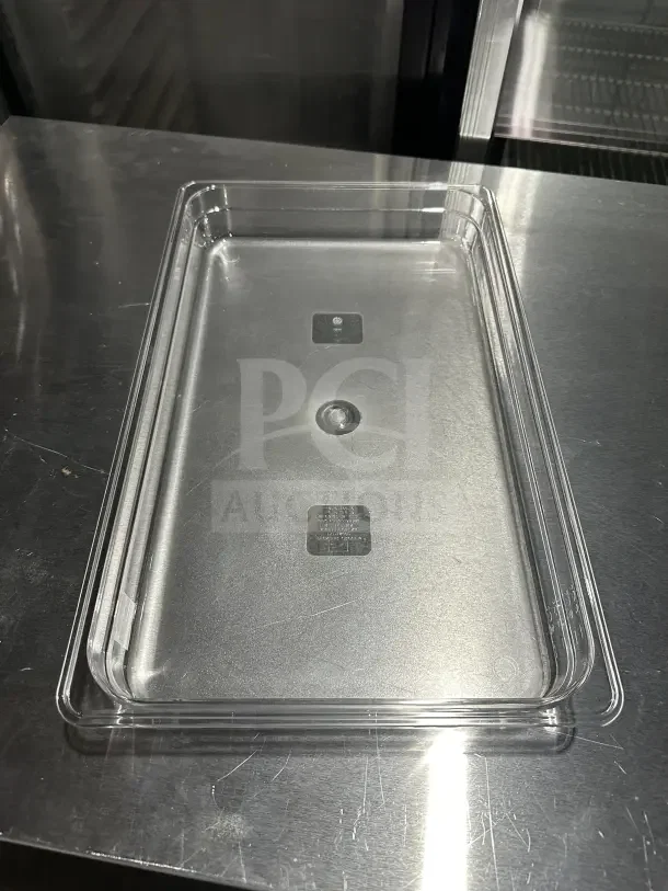 Brand new Thunder Group clear polycarbonate food pan, full-size, 2-1/2" deep, model PLPA8002.