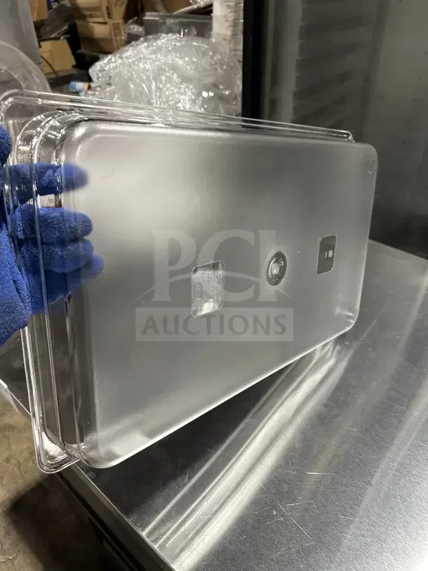 Brand new Thunder Group PLPA8002 clear polycarbonate food pan, full size, 2-1/2" deep, commercial quality.