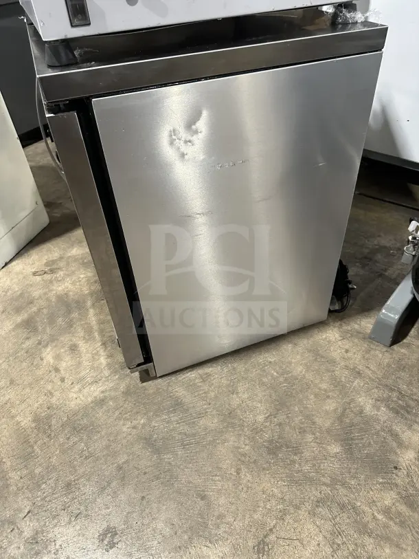 True Commercial 24" stainless steel undercounter refrigerator, model TUC24GHCFGD01, featuring a single glass door.