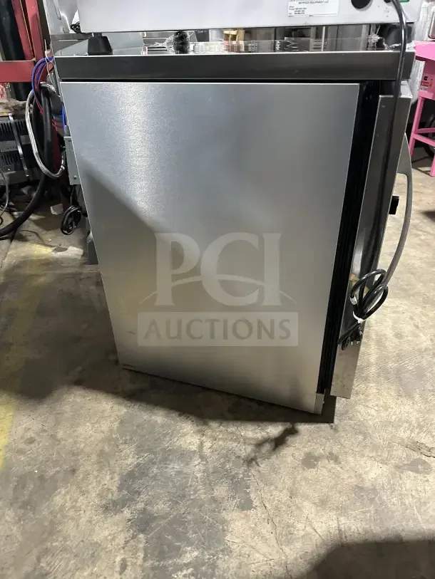 True TUC-24G-HC~FGD01 stainless steel undercounter refrigerator, single glass door, with poly coated wire rack, 1 phase, 115V.