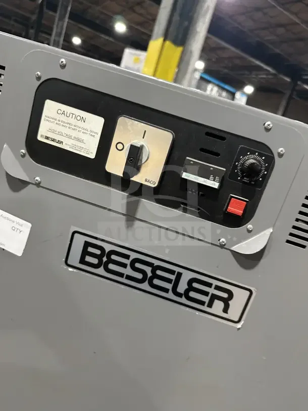 Beseler TD1610 Shrink Wrap System, electric, 220V, 1 phase, with control panel. Model: TD1610, SN: 061300154, on casters.
