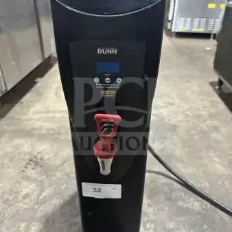Bunn H5X stainless steel hot water dispenser, digital temperature controls, 208V, 1 phase, energy saver mode.