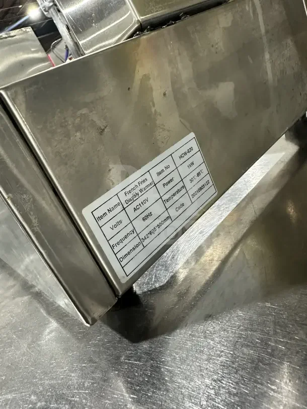 Vevor HCW620 Commercial French Fry Warmer, stainless steel, countertop model, 14W power, new condition, visible model label.