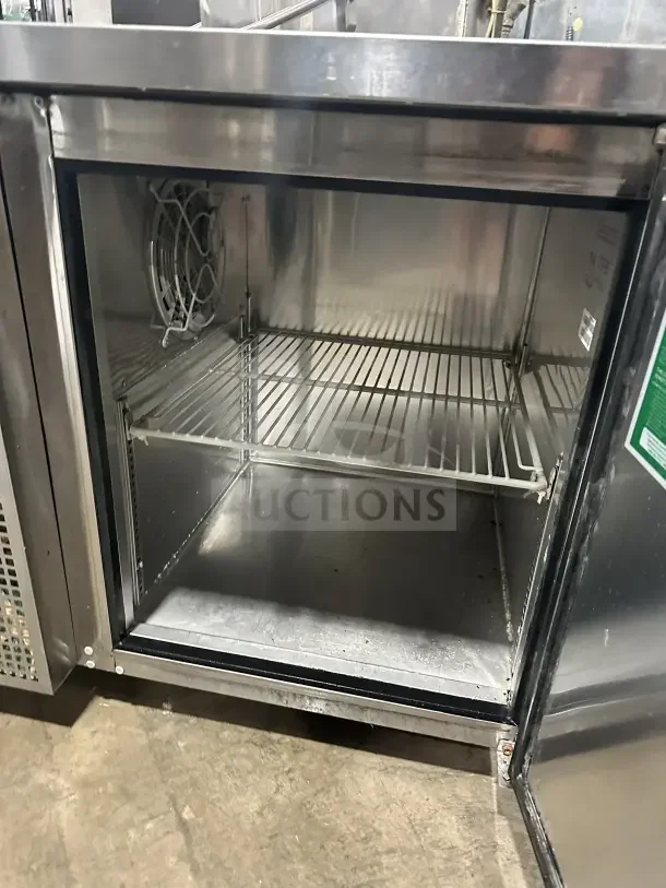 Turbo Air JUR-36 stainless steel undercounter refrigerator with side-mounted compressor, poly-coated rack, 115V, SN: JU3R910007.